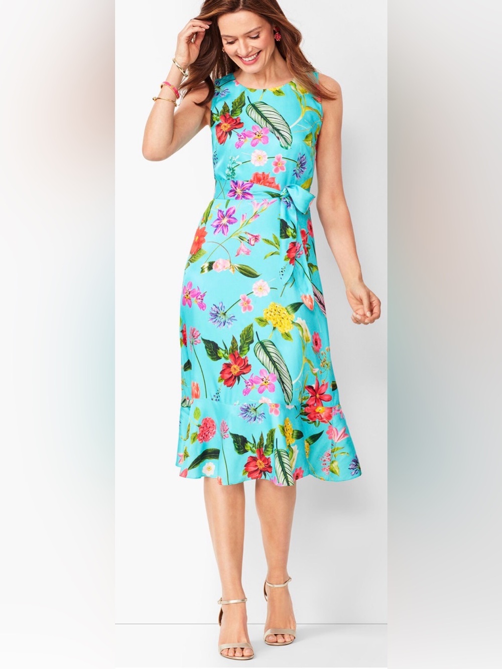 Rsvp By Talbots Garden Floral Fit And Flare Dress Womens 14 NWT wedding guest
